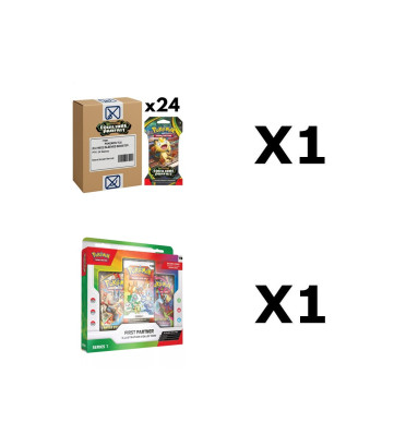 BUNDLE CASE 24 BLISTERS POKEMON ME03 EQUILIBRE PARFAIT + FIRST PARTNER SERIE 1 / CARTE VF