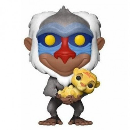 RAFIKI AVEC SIMBA / LE ROI LION / FIGURINE FUNKO POP / FLOCKED / EXCLUSIVE