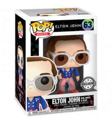 ELTON JOHN ROUGE BLANC BLEU / ELTON JOHN / FIGURINE FUNKO POP / EXCLUSIVE / GLITTER