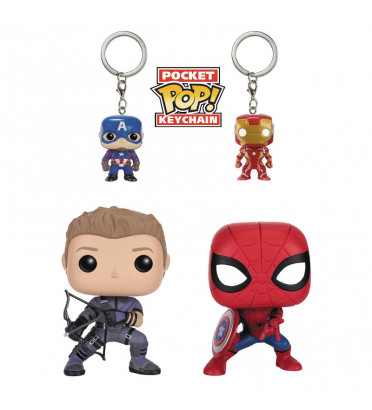 4 PACK CAPTAIN AMERICA ET HAWKEYE / CAPTAIN AMERICA CIVIL WAR / FIGURINE FUNKO POP