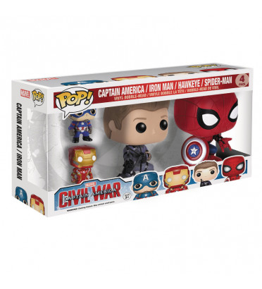 4 PACK CAPTAIN AMERICA ET HAWKEYE / CAPTAIN AMERICA CIVIL WAR / FIGURINE FUNKO POP