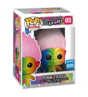 PINK TROLL RAINBOW / GOOD LUCK TROLLS / FIGURINE FUNKO POP / EXCLUSIVE WONDERCON 2020