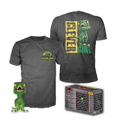 T-SHIRT L + POP CLEVER RAPTOR / JURASSIC PARK / FIGURINE FUNKO POP