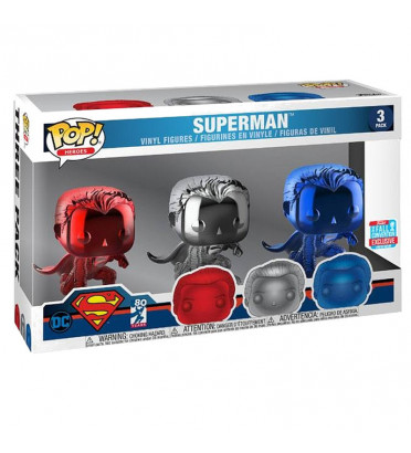 3 PACK SUPERMAN CHROME / JUSTICE LEAGUE / FIGURINE FUNKO POP / EXCLUSIVE NYCC 2018