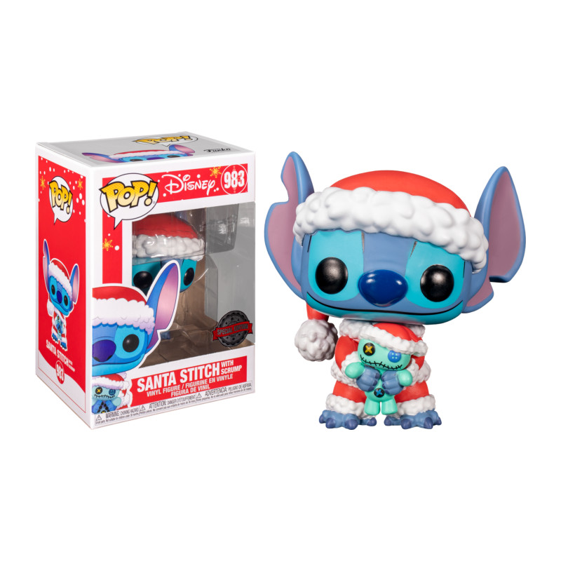 Figurine Santa Stitch With Scrump / Lilo Et Stitch / Funko Pop Disney 983 /  Exclusive Spécial Edition
