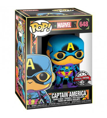 CAPTAIN AMERICA / BLACK LIGHT / FIGURINE FUNKO POP / EXCLUSIVE SPECIAL EDITION