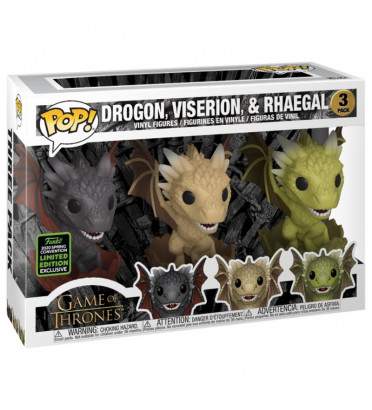 3- PACK DROGON,VISERION,RHAEGAL / GAME OF THRONES / FIGURINE FUNKO POP / EXCLUSIVE ECCC 2020