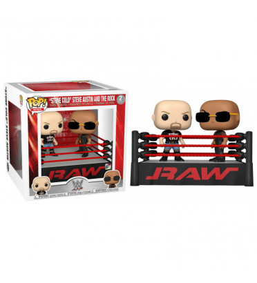 2 PACK THE ROCK VS STONE COLD IN WRESTLING RING / WWE / FIGURINE FUNKO POP